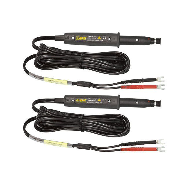 AEMC 2118.77 spring-loaded Kelvin probes with 10ft cable and banana plug connectors