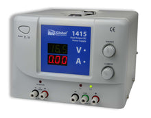 Front view of Global Specialties 1415 Dual Output DC Power Supply