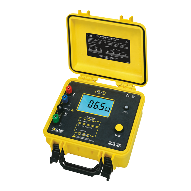 AEMC 4630 Ground Resistance Tester Kit – 4-Point Testing with 300ft Lead Set and Rechargeable Battery