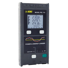 AEMC PEL 113 power logger kit with LCD display, 3 MiniFlex sensors, and accessories