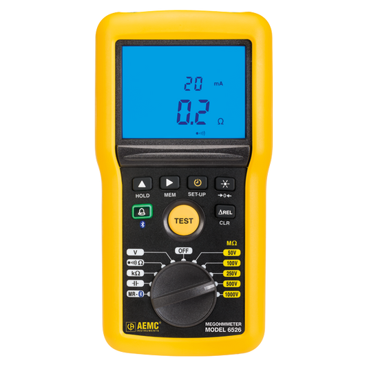 AEMC 6526 Handheld Digital Insulation Resistance Tester – 50V to 1000V, Backlit Display, Auto Ranging