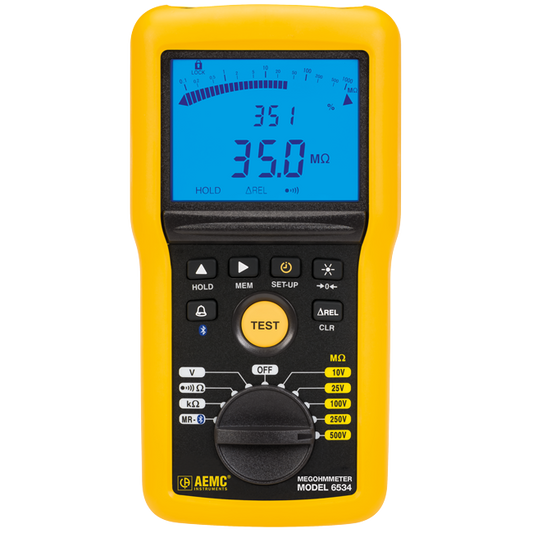 AEMC 6534 Digital Megohmmeter – 1000V, Rechargeable, with Locking Test Leads