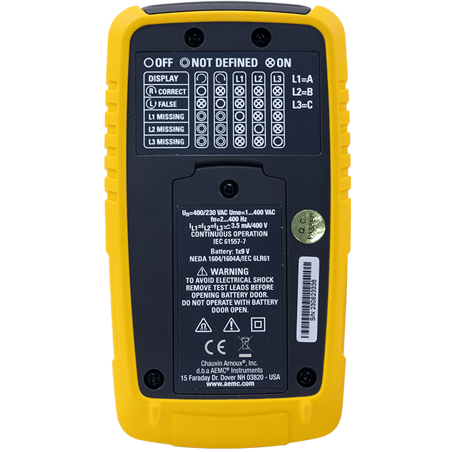 AEMC 6611 – Phase & Motor Rotation Meter