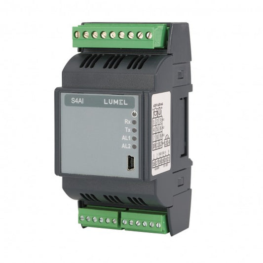 Lumel S4AI - 4 analog inputs Converter into digital RS-485 signal with Modbus protocol.