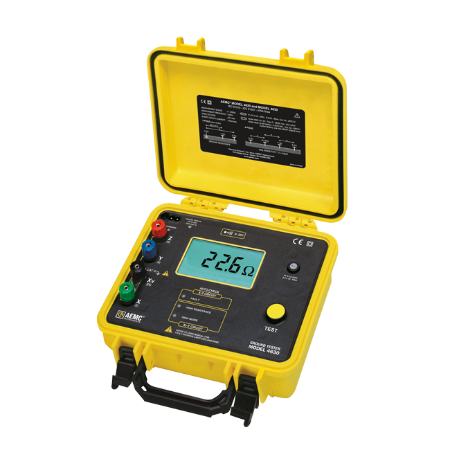 AEMC 4630 Digital Ground Resistance Tester – Rechargeable 4-Point Tester with Extended Range to 2000Ω